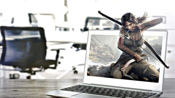Woman Gamer popping out of screen